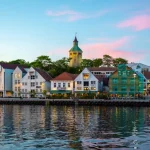 Stavanger-city-Harbor-sunset-summer-night